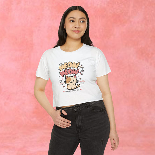 Mochi The Positive Cat Cute Crop Top — Women's Festival Graphic Tee