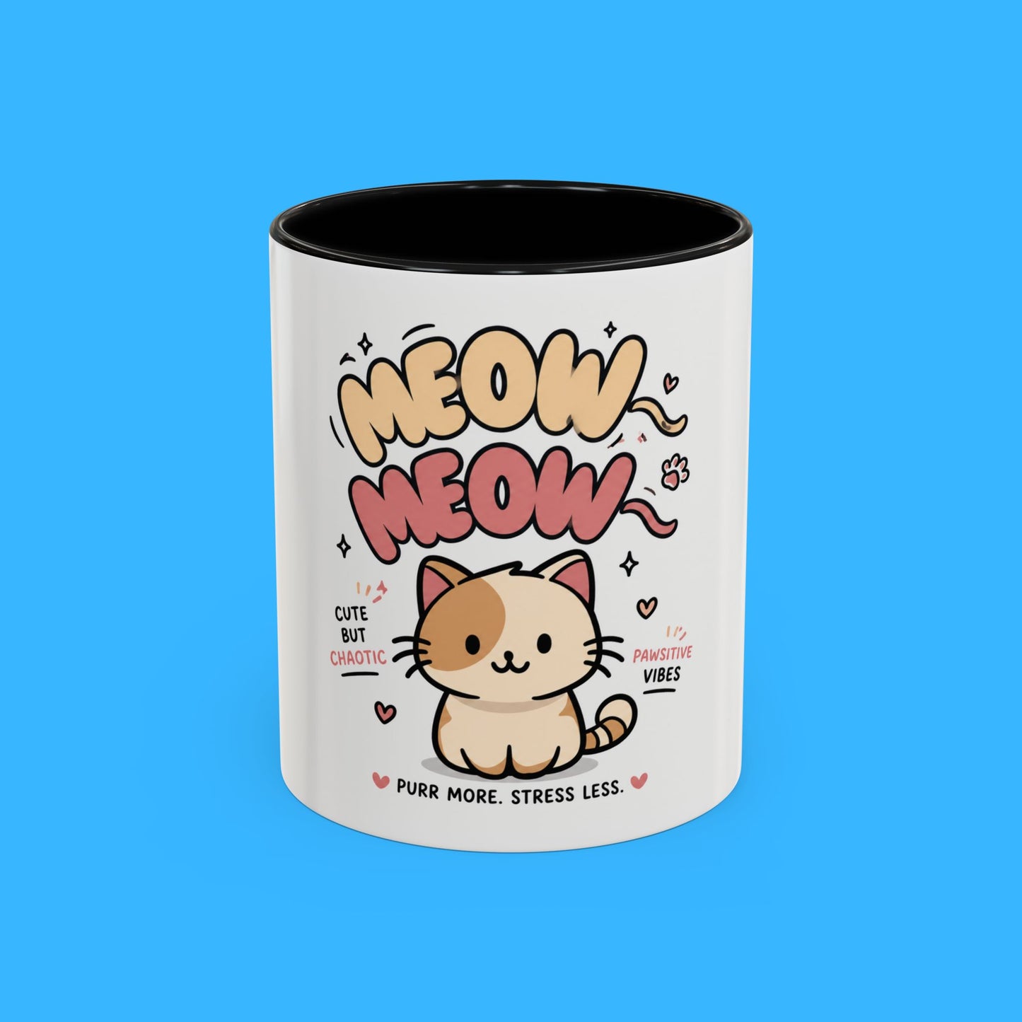 Taza de café Mochi el gato positivo — Taza con acento de gatito lindo (11/15oz)