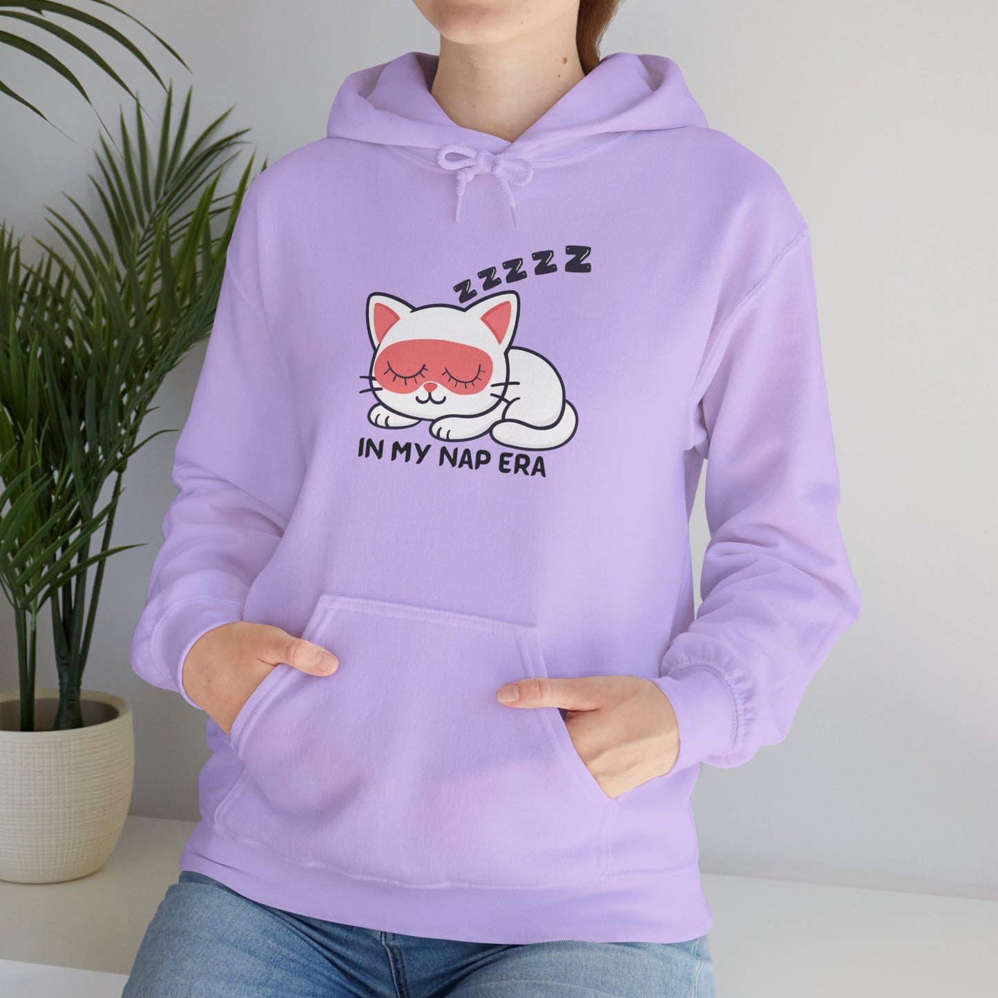 Sudadera con capucha LUMI the Cat — "En mi era de siesta" Pullover rosa acogedor