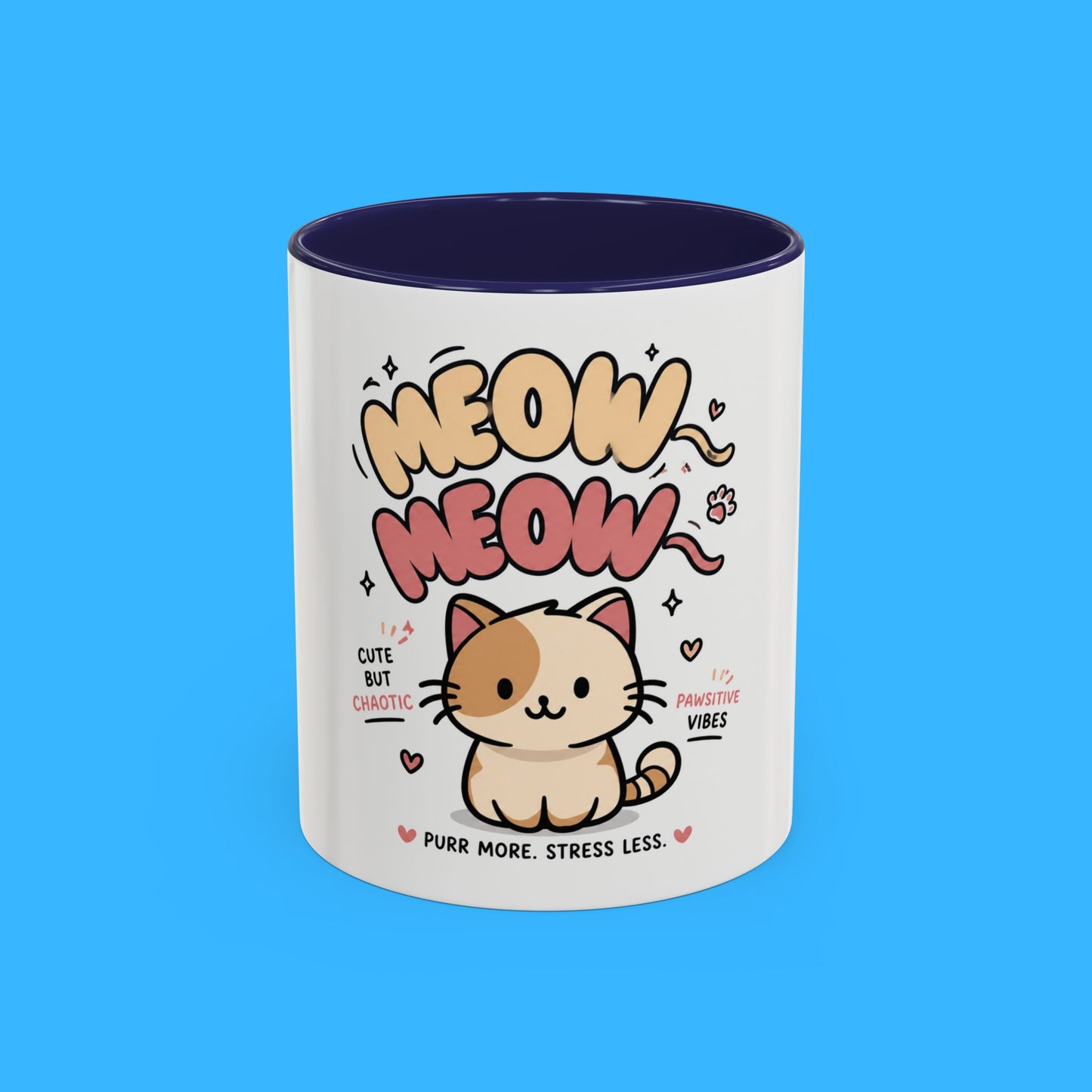 Taza de café Mochi el gato positivo — Taza con acento de gatito lindo (11/15oz)