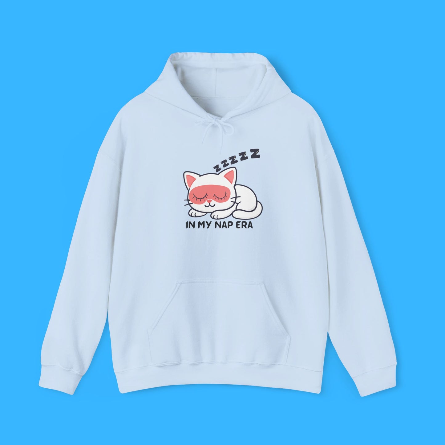 Sudadera con capucha LUMI the Cat — "En mi era de siesta" Pullover rosa acogedor