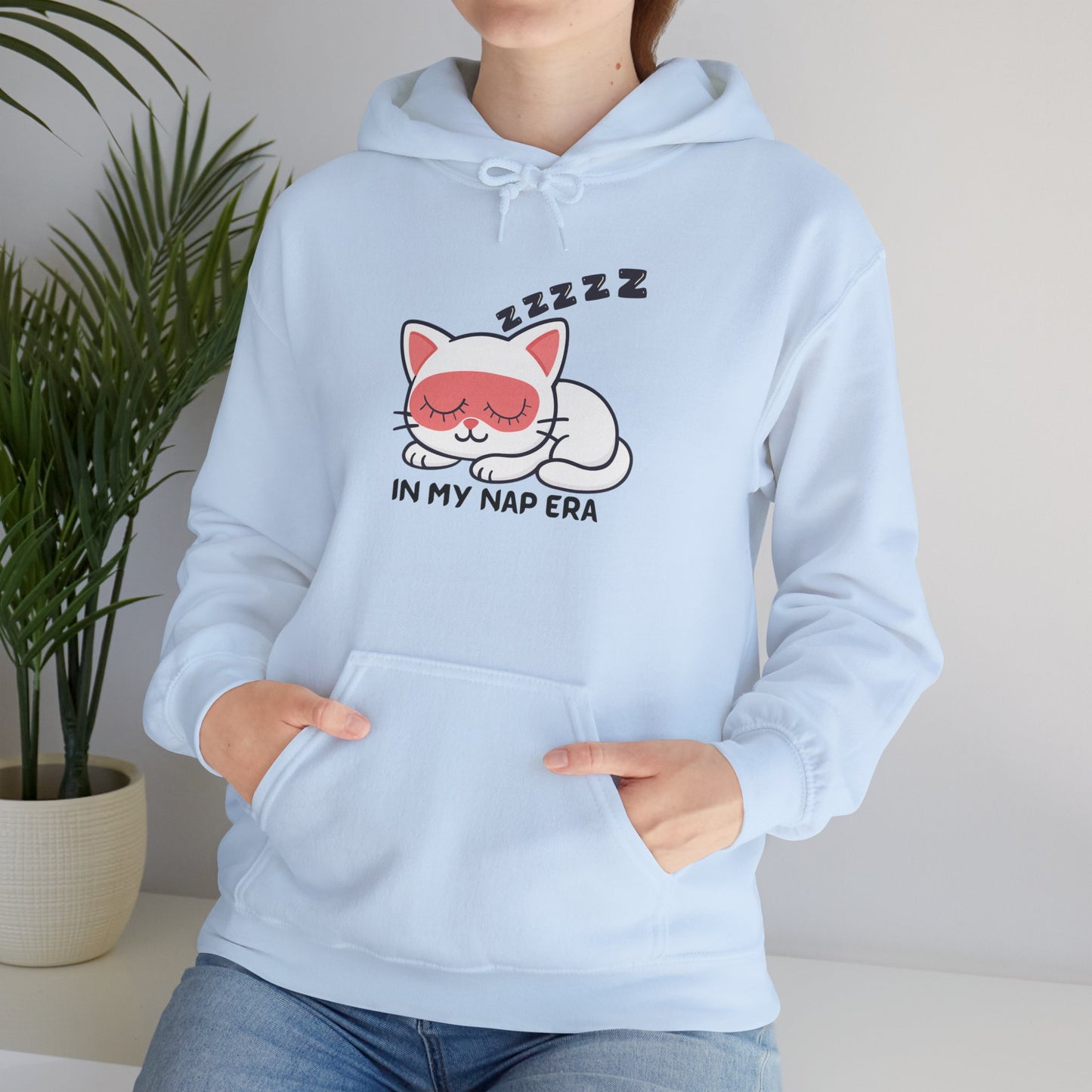 Sudadera con capucha LUMI the Cat — "En mi era de siesta" Pullover rosa acogedor