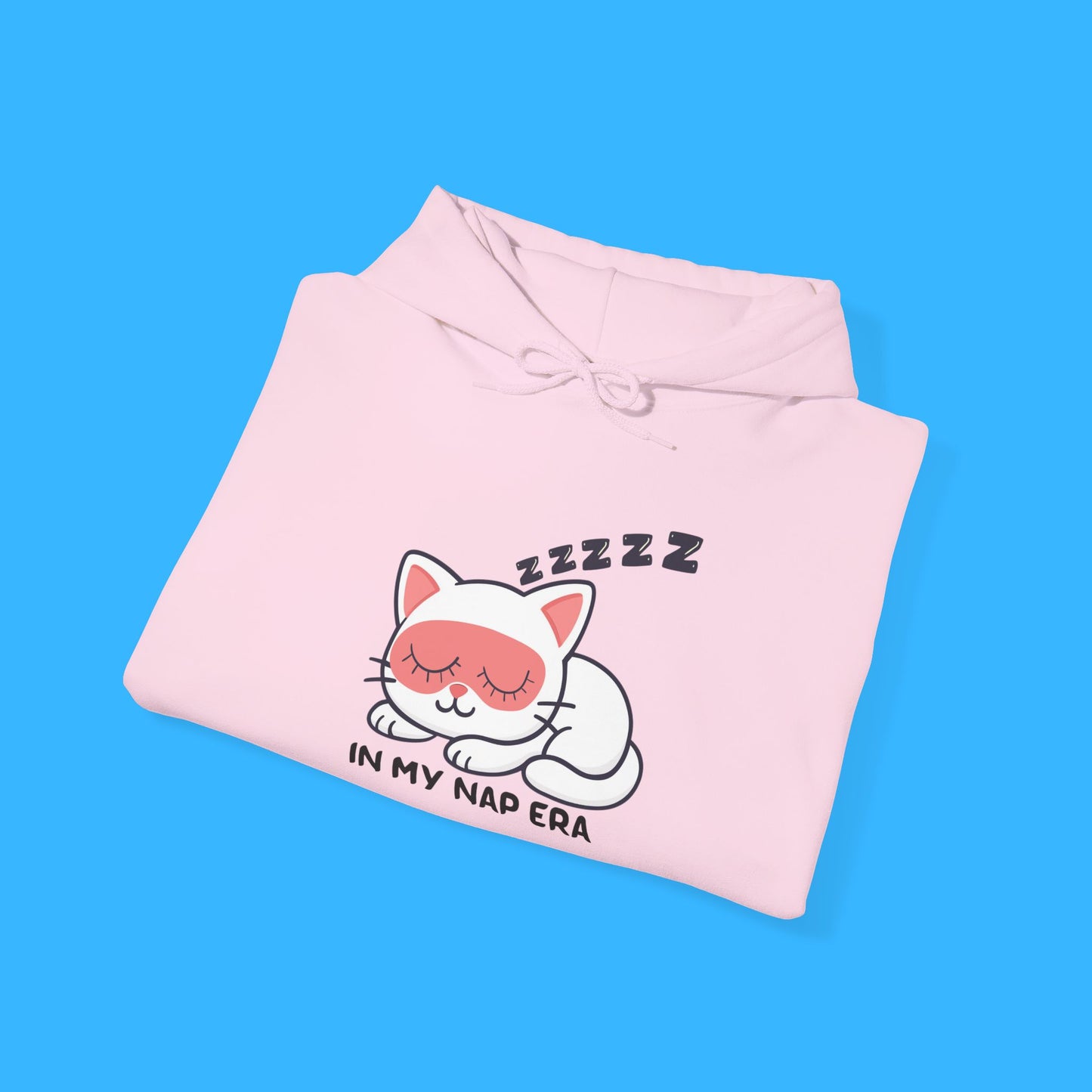 Sudadera con capucha LUMI the Cat — "En mi era de siesta" Pullover rosa acogedor