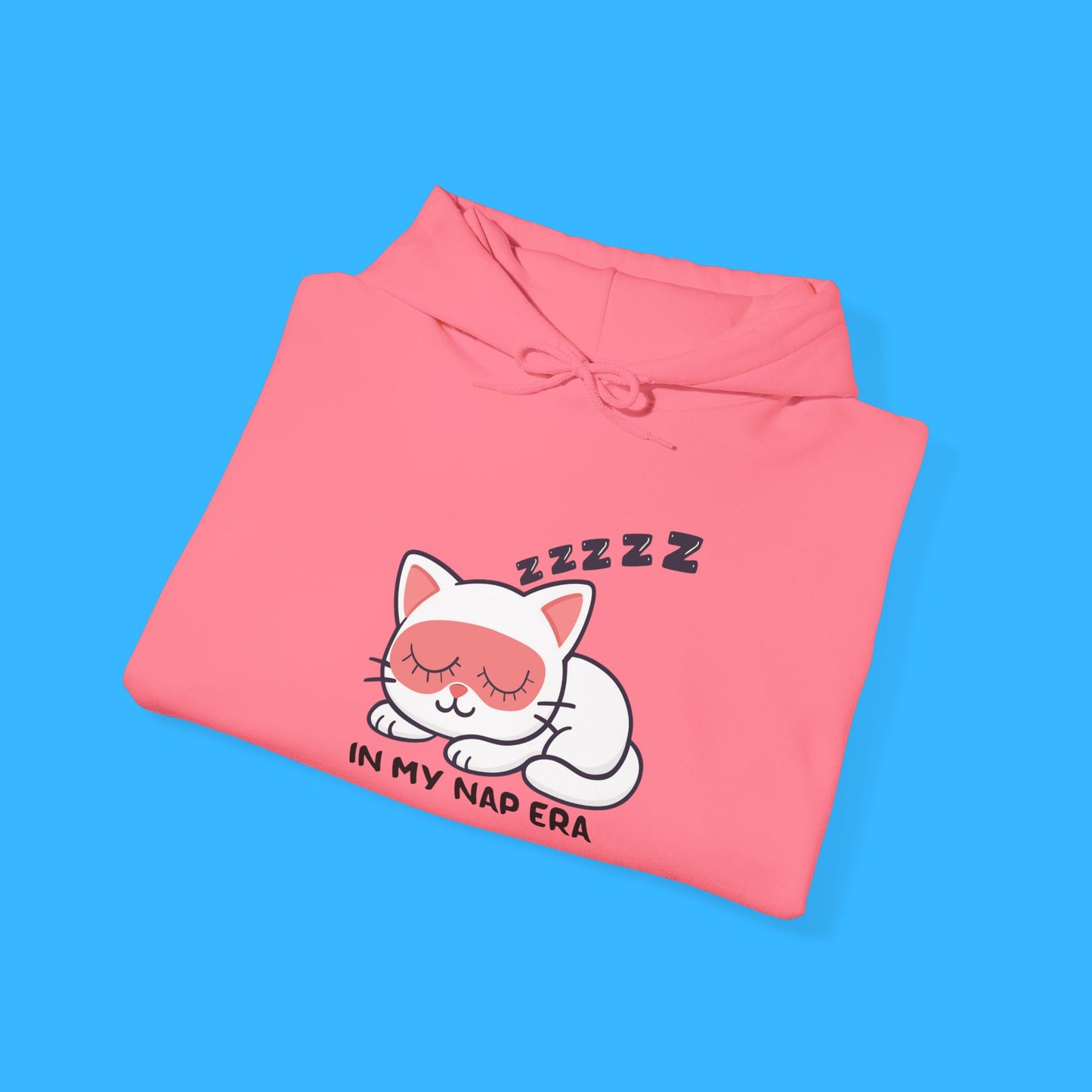 Sudadera con capucha LUMI the Cat — "En mi era de siesta" Pullover rosa acogedor