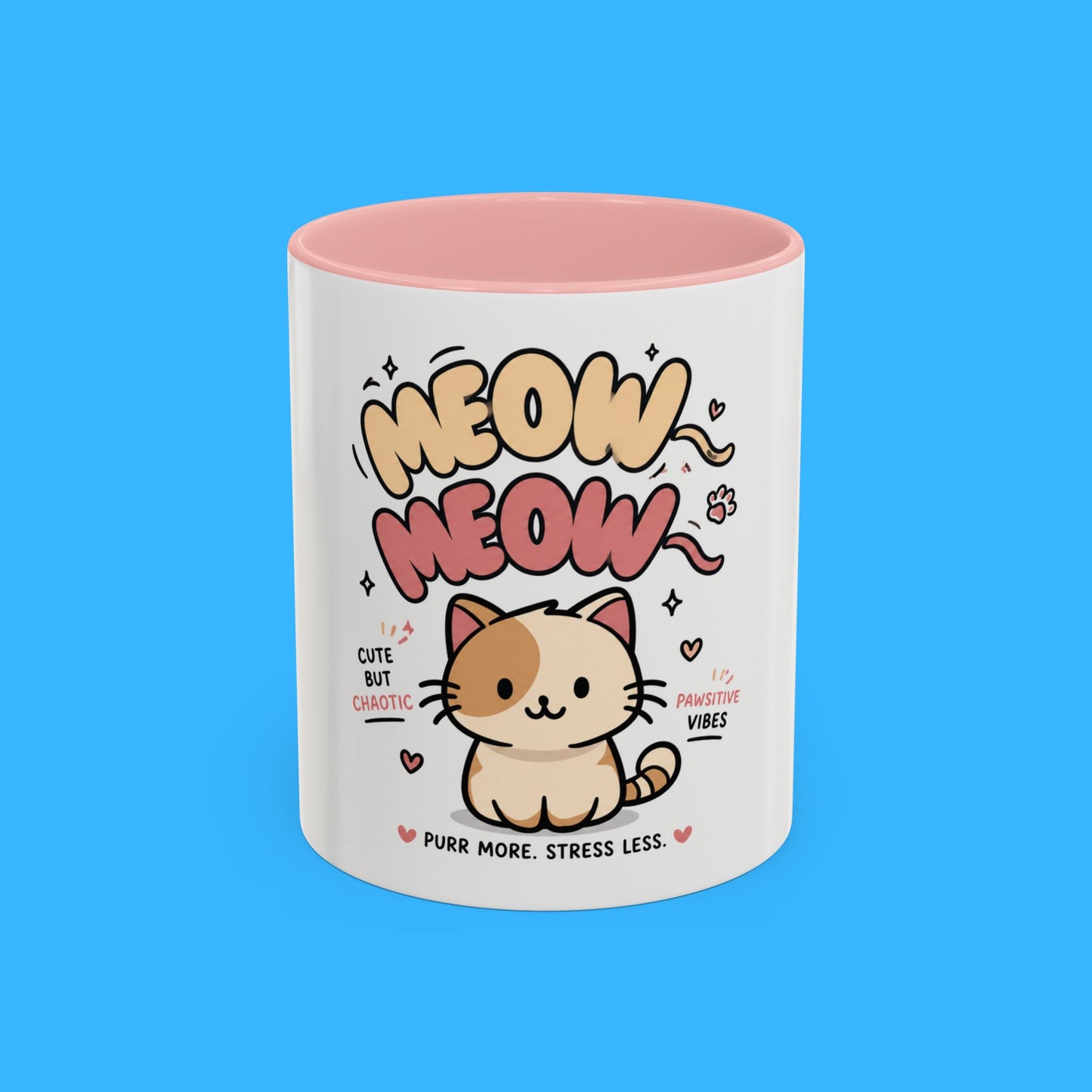 Taza de café Mochi el gato positivo — Taza con acento de gatito lindo (11/15oz)