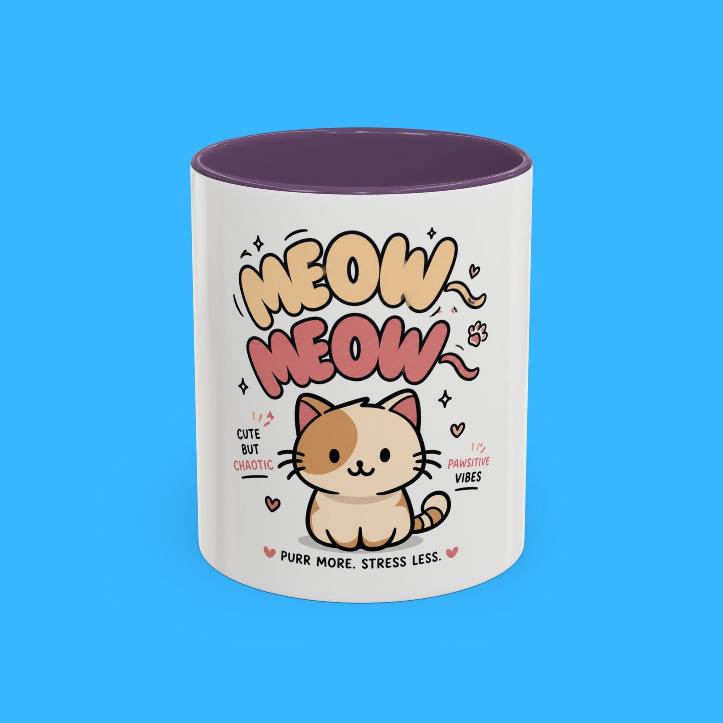 Taza de café Mochi el gato positivo — Taza con acento de gatito lindo (11/15oz)
