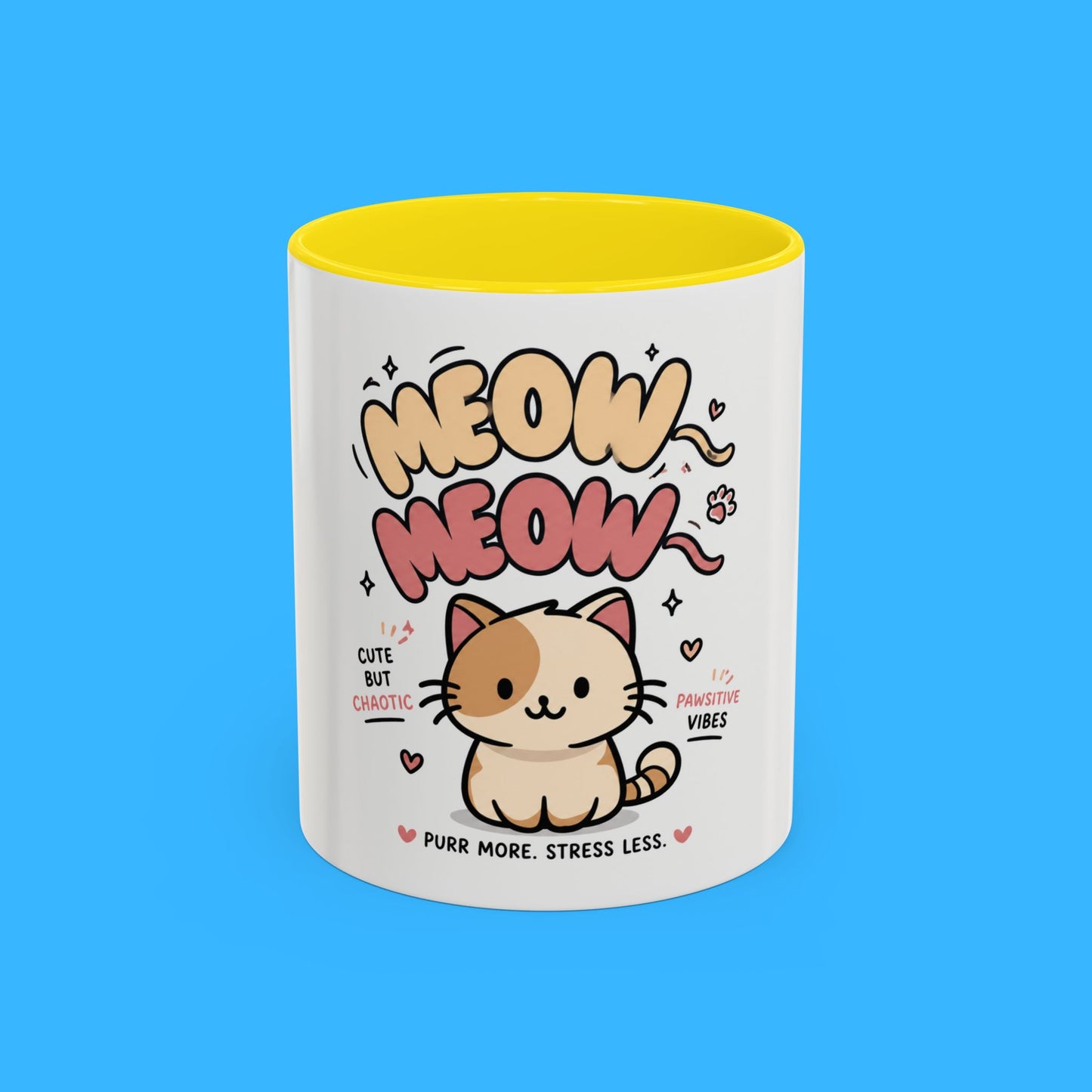 Taza de café Mochi el gato positivo — Taza con acento de gatito lindo (11/15oz)