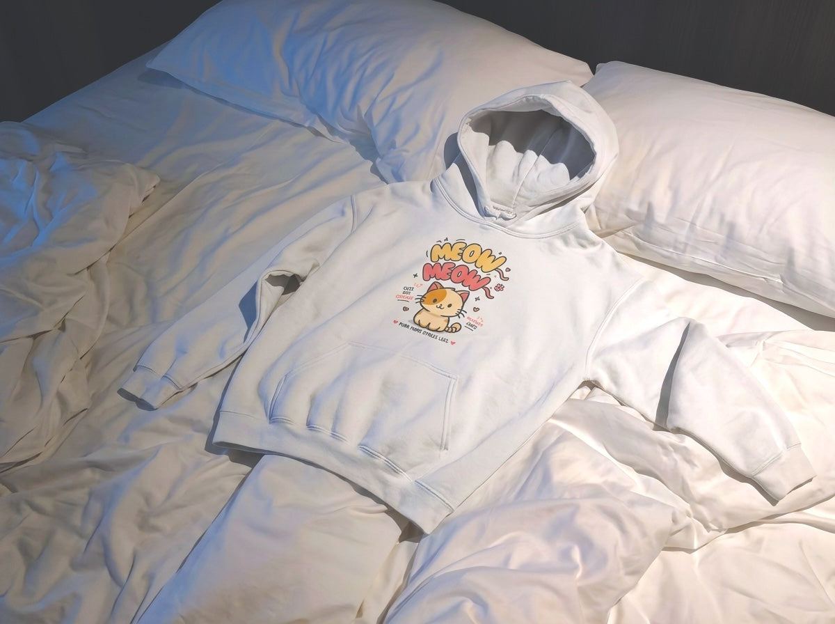 Mochi The Positive Cats Hoodie – Süßes Cartoon Kätzchen Grafik Sweatshirt