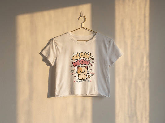 Mochi The Positive Cat Cute Crop Top — Women's Festival Graphic Tee