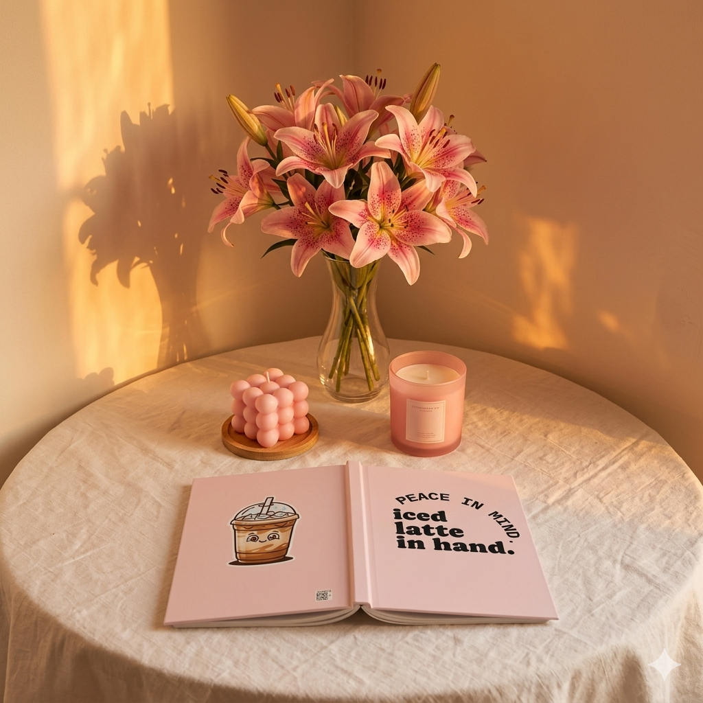 Diario de Iced Latte — "Paz en la Mente, Iced Latte en la Mano" Cuaderno de Tapa Dura