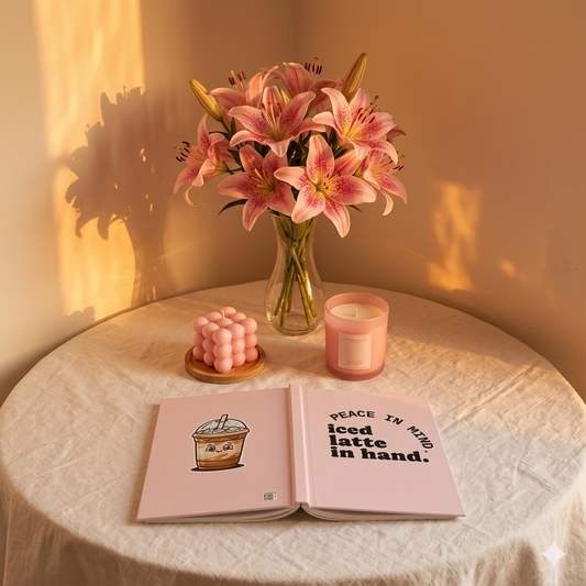 Iced Latte Journal — "Peace in Mind, Iced Latte in Hand" Hardcover Notebook