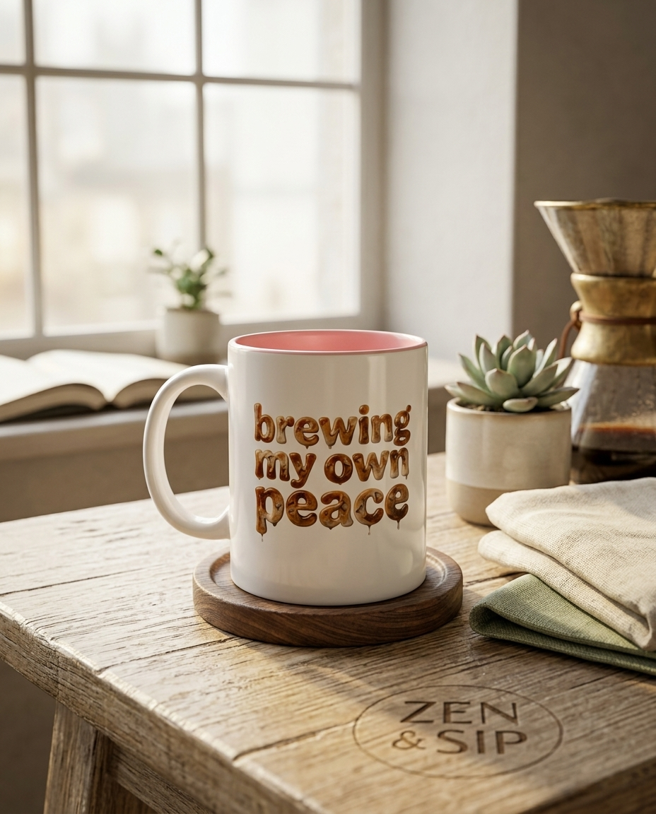 Taza de cerámica "Preparando mi propia paz" — Taza de acento divertida e inspiradora