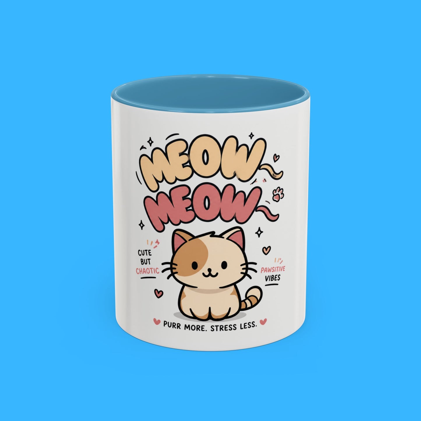 Taza de café Mochi el gato positivo — Taza con acento de gatito lindo (11/15oz)