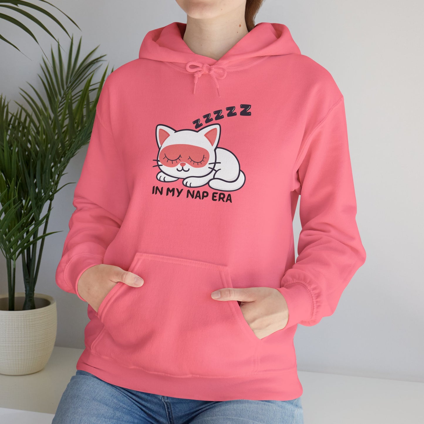Sudadera con capucha LUMI the Cat — "En mi era de siesta" Pullover rosa acogedor