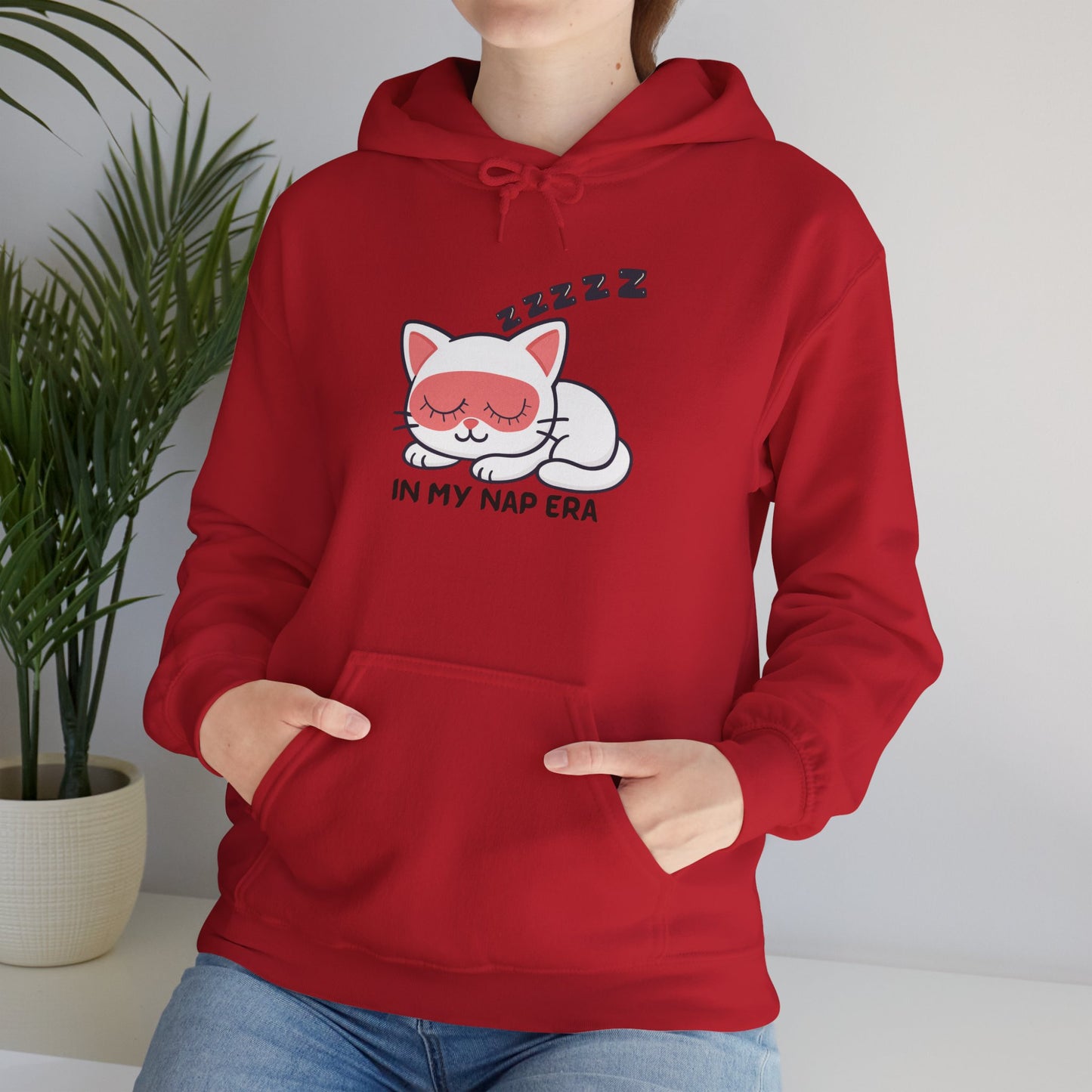 Sudadera con capucha LUMI the Cat — "En mi era de siesta" Pullover rosa acogedor