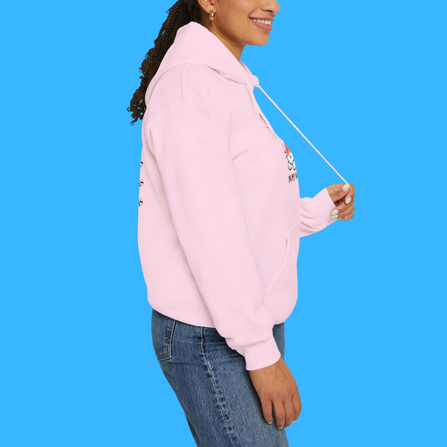 Sudadera con capucha LUMI the Cat — "En mi era de siesta" Pullover rosa acogedor