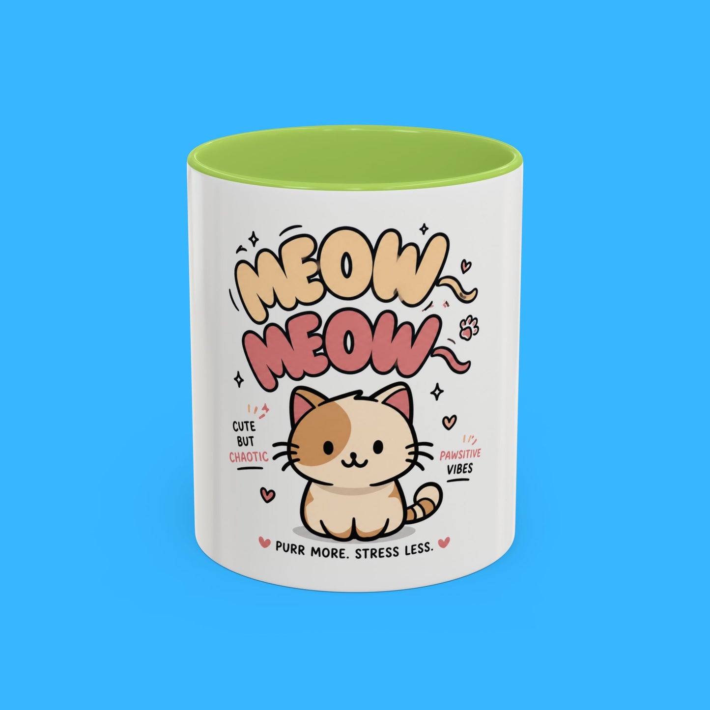 Taza de café Mochi el gato positivo — Taza con acento de gatito lindo (11/15oz)