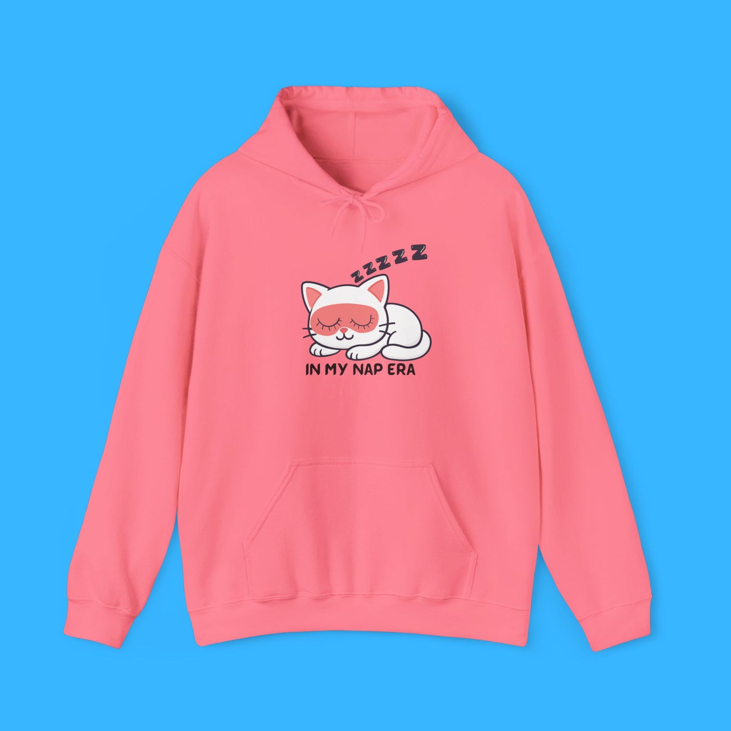 Sudadera con capucha LUMI the Cat — "En mi era de siesta" Pullover rosa acogedor