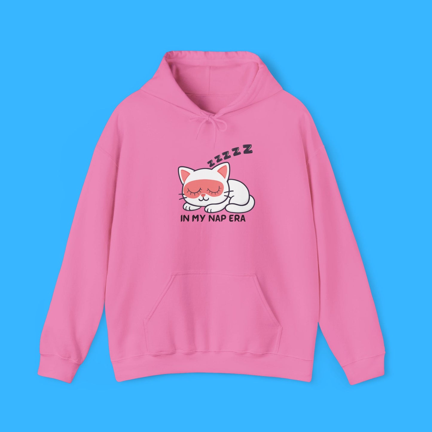 Sudadera con capucha LUMI the Cat — "En mi era de siesta" Pullover rosa acogedor