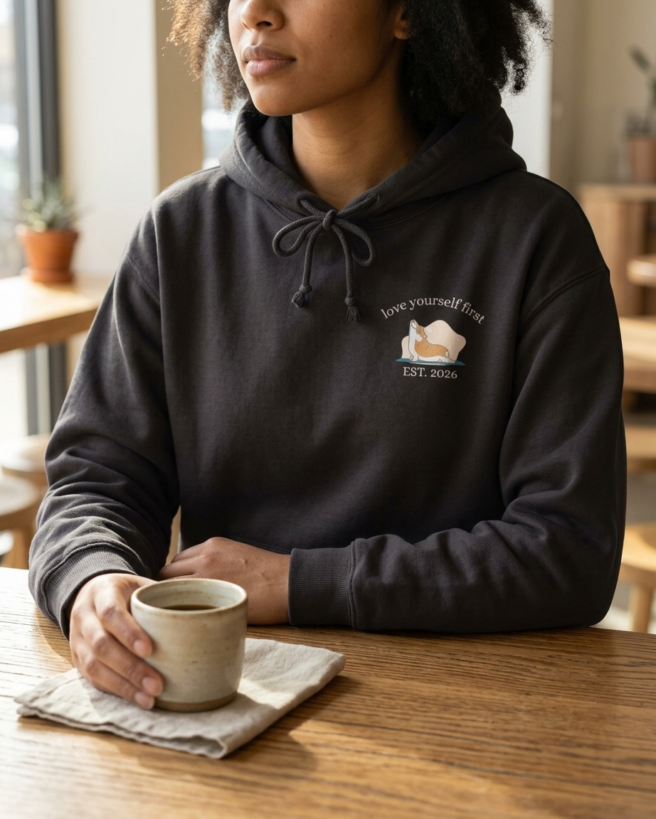 Hoodie — "Loving Yourself First" Cozy Self-Care Pullover